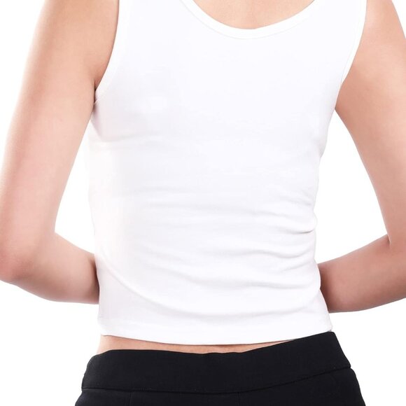 Women Crop Tank Top Basic Sleeveless Sports Crop 4 Pack Small Pink Blue - Picture 5 of 6